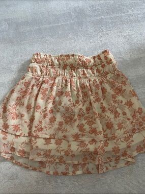 Le Lis Peach Floral Tiered Skater Skirt